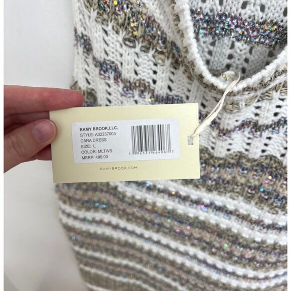 NWT Ramy Brook Cara Sequin Halter Neck Crochet Knit Bodycon Midi Dress - Large - Picture 11 of 16